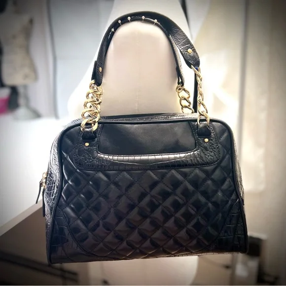 25th Anniversary Edition Black Brahmin Quilted Leather Handbag - Picture 2 of 12